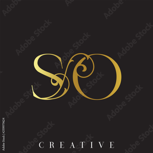 Classy Silver Gold SO Letter Vector Logo for Wedding Invitation Design