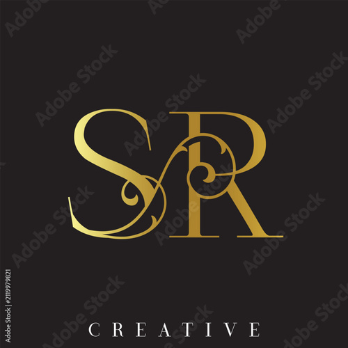 Premium Luxury Silver Gold SR Monogram Vector Logo for Wedding Invitation Card