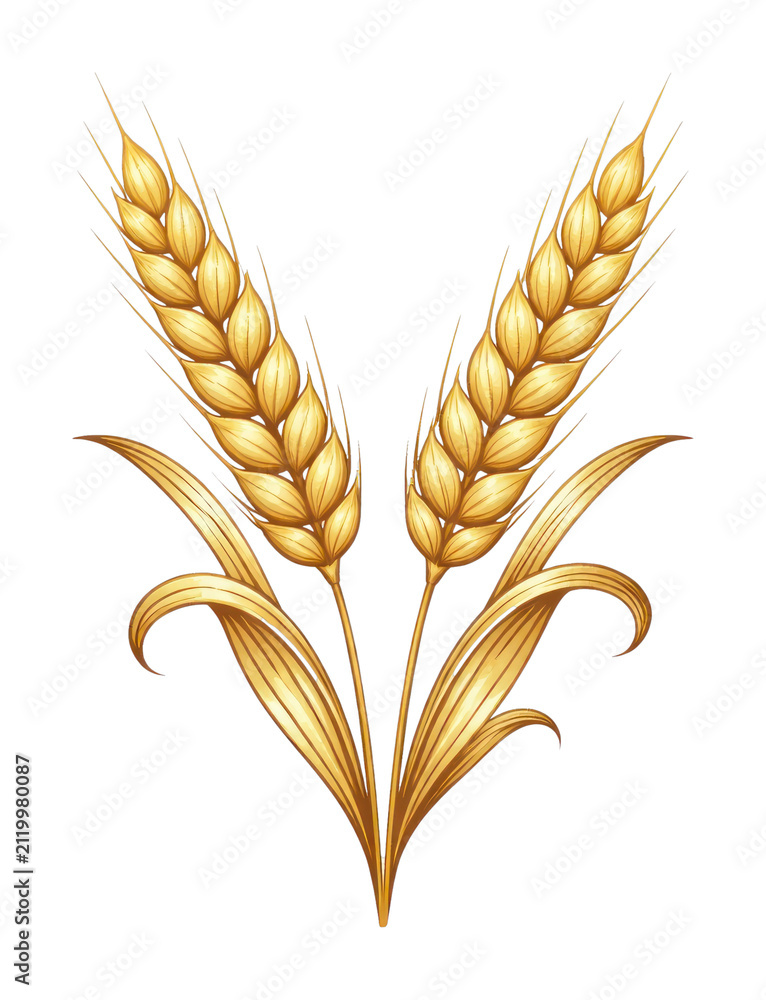 Obraz premium PNG Golden wheat ears illustration.