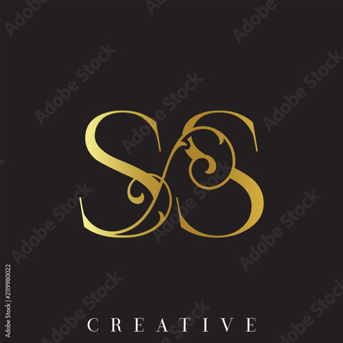 Elegant Double SS Monogram Silver Gold Vector Logo with Ornamental Swirl