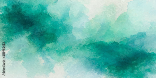 Abstract Blue Watercolor Cloudscape Background with Soft Sky Texture, White Light and Moody Nature Inspired Stormy Colors on Vintage Paper Style Surface
