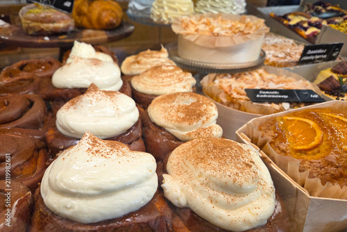 Assortment of Delicious Pastries and Cakes in a Bakery Display for Dessert Lovers