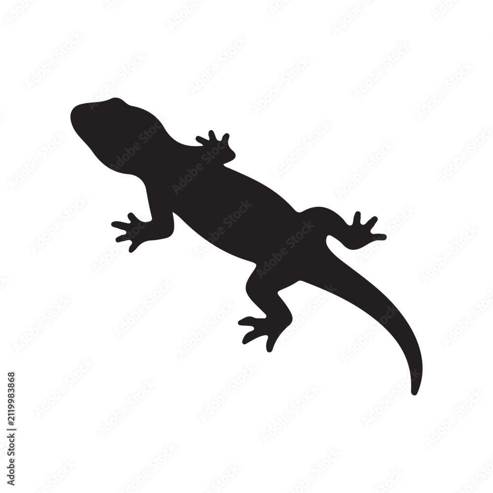 Fototapeta premium lizard silhouette isolated on white background. Lizard icon vector