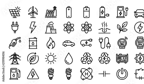 
Energy Line Icons Editable Stroke Vector EPS Set