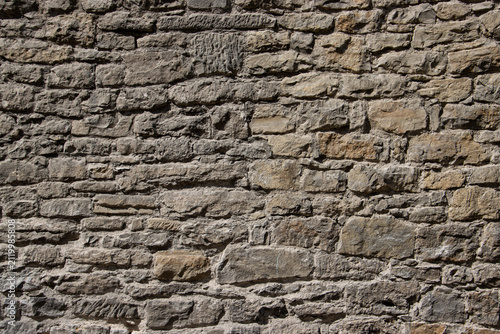 Weathered Stone Wall with Antique Texture Under Natural Light