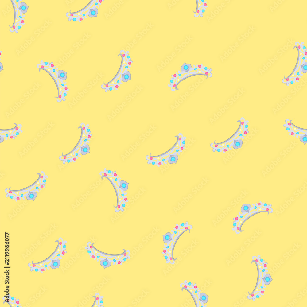 Obraz premium pattern princess tiara cartoon. diadem queen, jewelry king, girl fashion princess tiara sign. seamless vector illustration