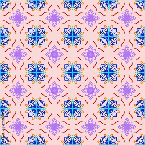seamless pattern with blue flowers
