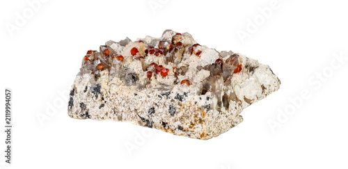 Canvastavla High-quality macro shot of orange Spessartine garnet with smoky quartz in matrix