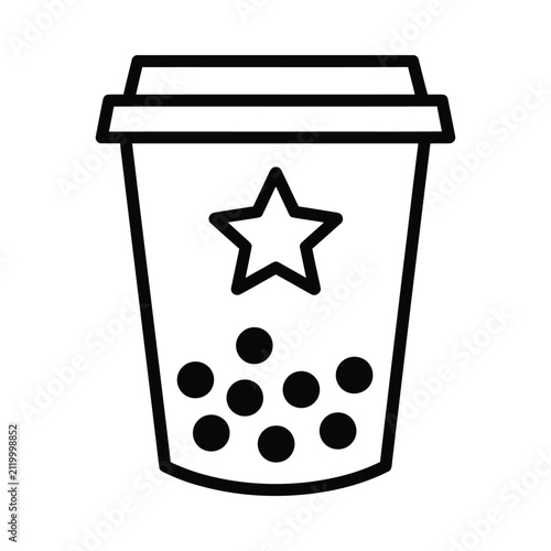 Black and white line art illustration of a cupcake with star sprinkles.