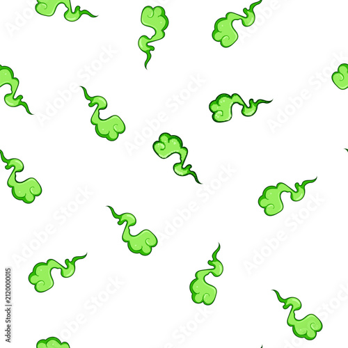 pattern Green cartoon smoke cloud symbolizing toxic vapor, bad smell or chemical fume, flat isolated graphic element for icons, ui, comic effects, environmental hazard and pollution visuals