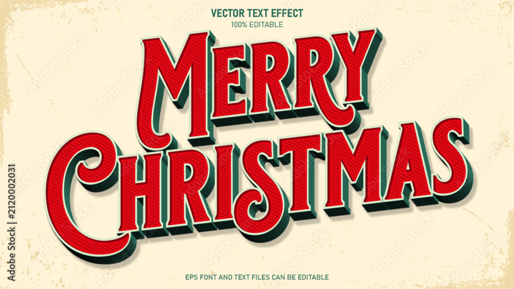 Fototapeta premium Merry christmas 3d style text effect