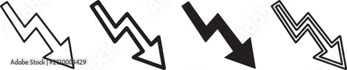 Black zigzag arrow icons indicating decline
