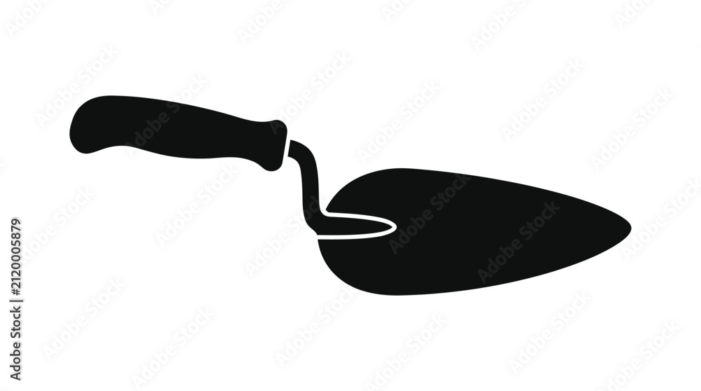 Obraz premium Black Silhouette Of A Mason s Trowel On A White Background Silhouette
