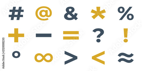 Canvas Print Set of various mathematical symbols and punctuation marks isolated on a white ba