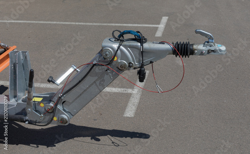 Obraz na płótnie Cast Iron Hitch Head Breakaway Cable Coupling for Towing Heavy Cargo Trailer