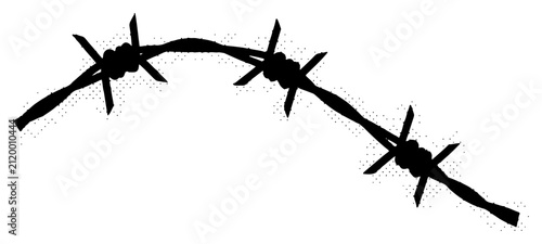 Foto Barbed wire fence silhouette for security and prison concept in grunge style