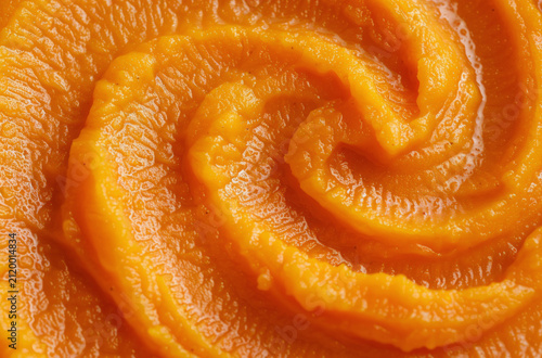 Photo of Fresh carrot puree baby food. Food photo for backdrops or recipes