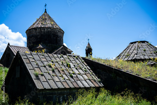 Принти на полотні Stone Roofs and Cupolas of Ancient Haghpat Monastery under Blue Sky in Armenia