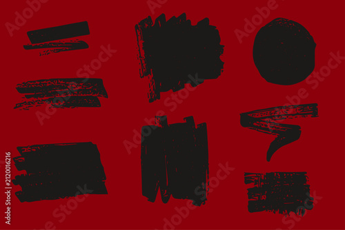 Collection of hand drawn dark brush strokes vector