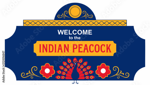 Cuadro en lienzo Very beautiful realistic vector of a classic travel welcome sign featuring a bol