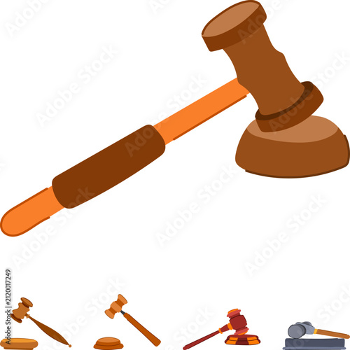 Quadro su tela Court gavels and sound blocks in wood and metal represent justice, judgment, law