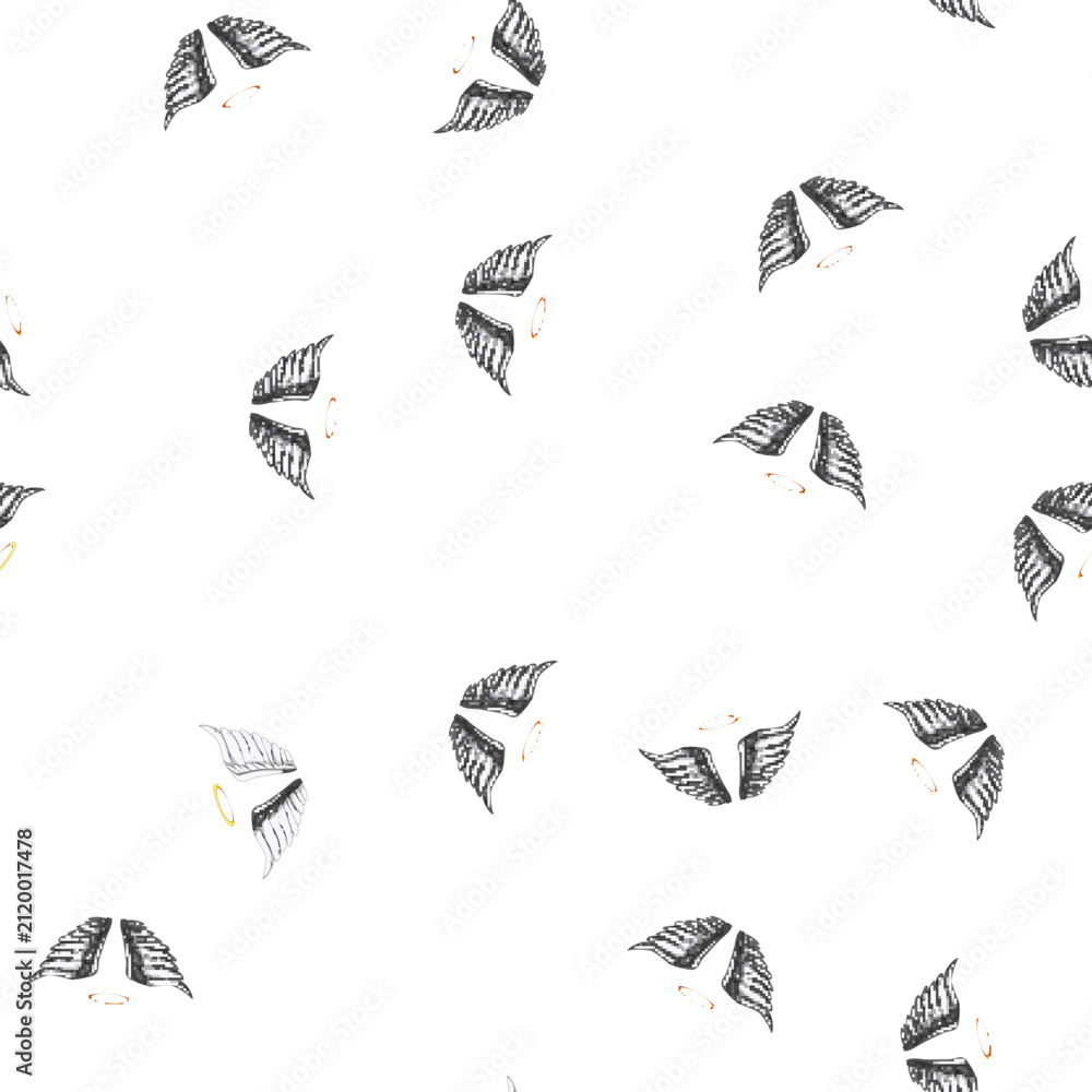 Fototapeta premium pattern black wing angel cartoon. abstract heaven, element shape, tattoo silhouette black wing angel sign vector