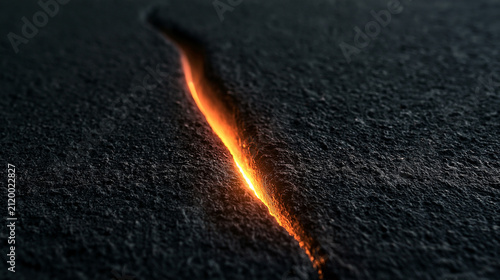 Burning Crack Through Dark Surface Symbolic Image