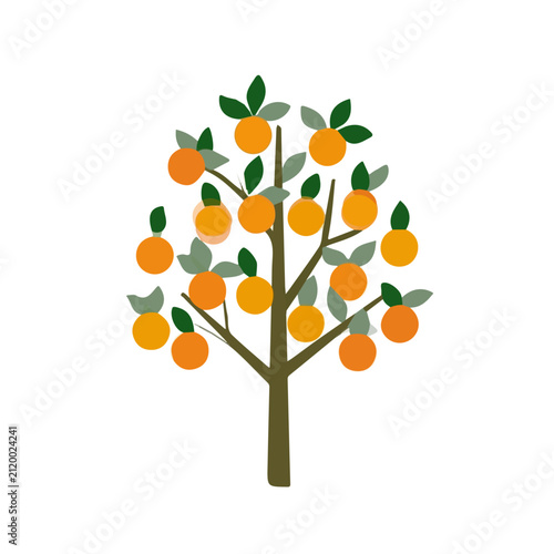 Flat-design 2D vector artwork of a Apricot Tree, styled as an icon and isolated against white background