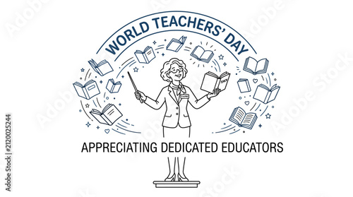 Hand drawn illustration for World Teachers Day celebrating dedicated educators.