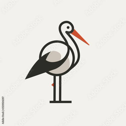 Bild auf Leinwand Modern Stork Bird Feather Logo