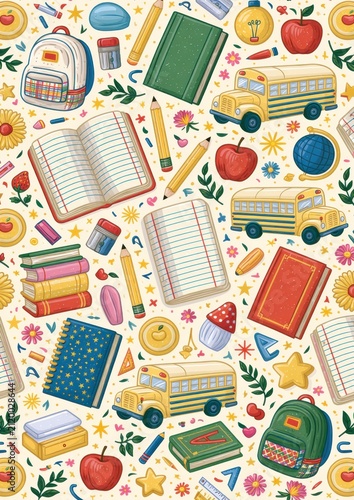 Colorful school supplies design celebrating education and creativity