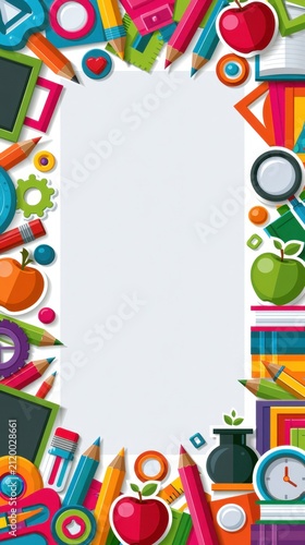 Colorful classroom bulletin board bursting with creative supplies and learning tools