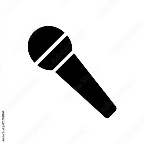 Microphone silhouette icon. Black audio mic symbol for podcast or music recording design.