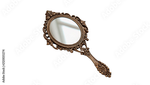 Foto Vintage ornate hand mirror royal style isolated on transparent background for be