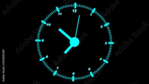 Foto Stopwatch gauge layers match cyan digital dials with clean numeric hour coordinate indicators