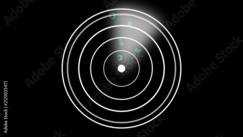 Bild auf Leinwand Radar screen displays cross clean white sonar targeting tracks over circular metric paths