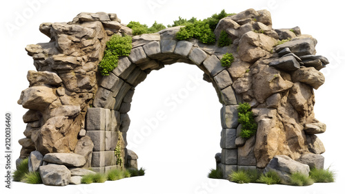 Majestic artificial rock archway on transparent background png