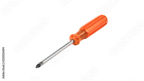 Fotografie Orange manual screwdriver hand repair tool isolated on transparent background fo