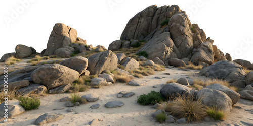 Rocky rugged landscape with stones on transparent background png