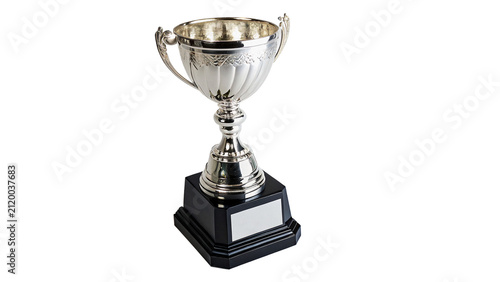 Obraz na plátně Silver sports trophy winner prize cup isolated on transparent background for cha
