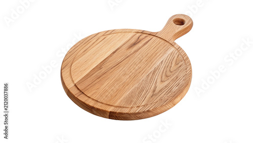 Obraz na plátně Round empty wooden chopping cutting board isolated on transparent background for