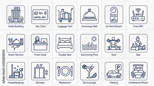 Hotel Service Icons Set