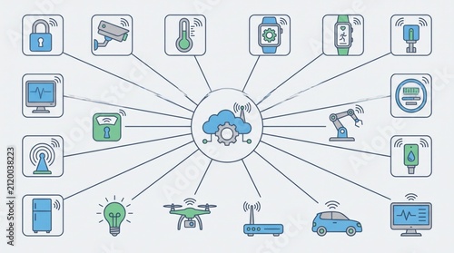 The Internet of Things Explained: A comprehensive infographic illustrating the interconnectedness of various smart devices and technologies linked to a central cloud hub.