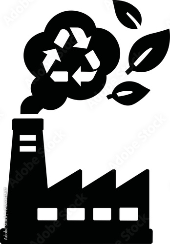 Industrial decarbonization eco green factory carbon footprint reduction vector icon
