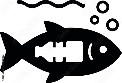 Ocean plastic pollution marine microplastics environmental contamination vector icon