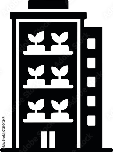 Vertical farming indoor agriculture urban smart farming vector icon