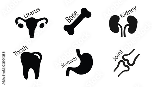 Medical technology and digital healthcare icon set. Futuristic AI, biotechnology, diagnostics and innovation outline vector collection