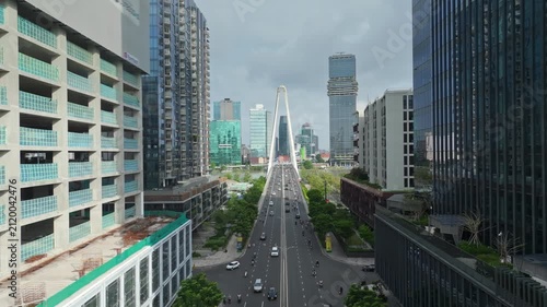Ba Son Bridge and Modern Saigon Skyline in Ho Chi Minh City