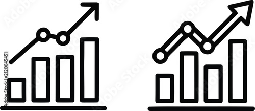 Two icon of bar chart showing growth and improvement