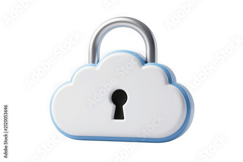 White cloud shaped padlock with silver handle for digital data safety.